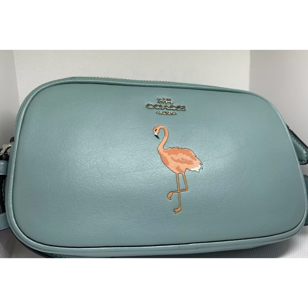 Coach Flamingo Motif Leather Aquamarine